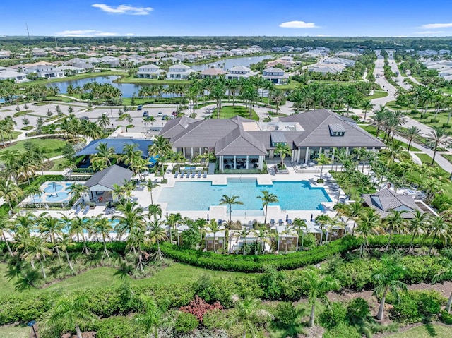 12408 Banner Ct, Palm Beach Gardens, FL 33412 - aerial view of residential area featuring a pool and a nearby body of water