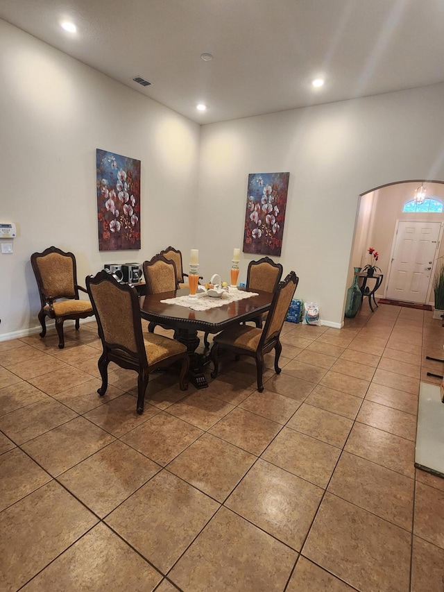1691 SW Buttercup Ave, Port Saint Lucie, FL 34953 - dining area featuring light tile patterned floors, baseboards, recessed lighting, and visible vents