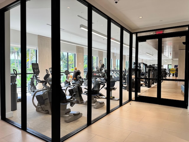 11020 Boca Woods Ln, Boca Raton, FL 33428 - exercise room with french doors