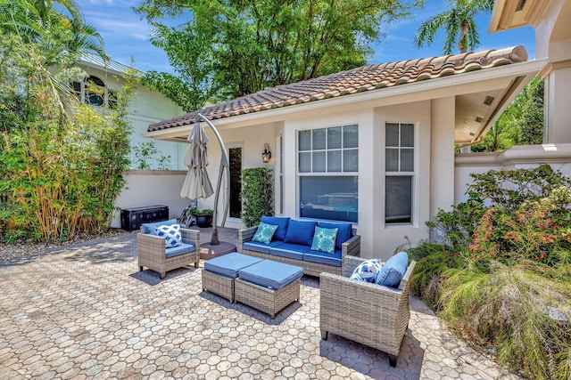 view of patio with an outdoor living space