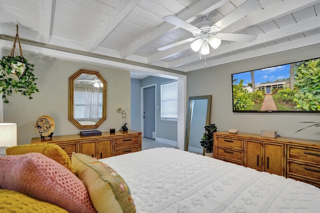 1008 SE 3rd St, Boynton Beach, FL 33435 - bedroom with ceiling fan and beamed ceiling