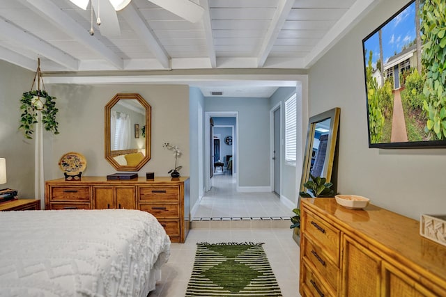 1008 SE 3rd St, Boynton Beach, FL 33435 - bedroom with visible vents, beamed ceiling, and light tile patterned floors