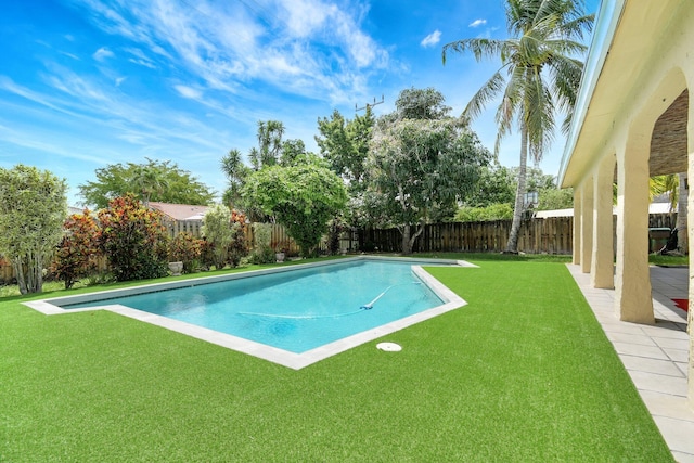5340 SW 115th Ave, Cooper City, FL 33330 - view of pool with a yard, a fenced in pool, a fenced backyard, and a patio