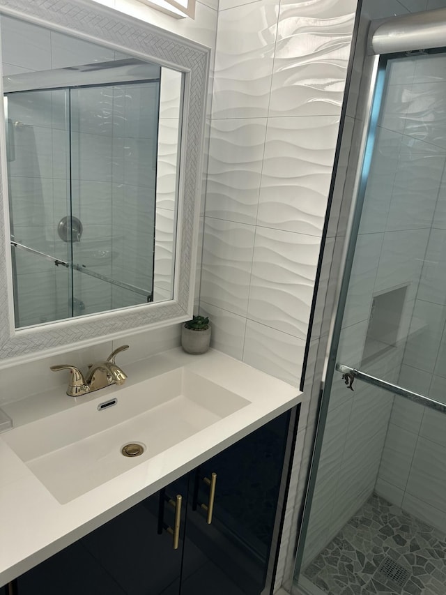 3570 S Ocean Blvd Unit 205, South Palm Beach, FL 33480 - bathroom with a shower stall and vanity