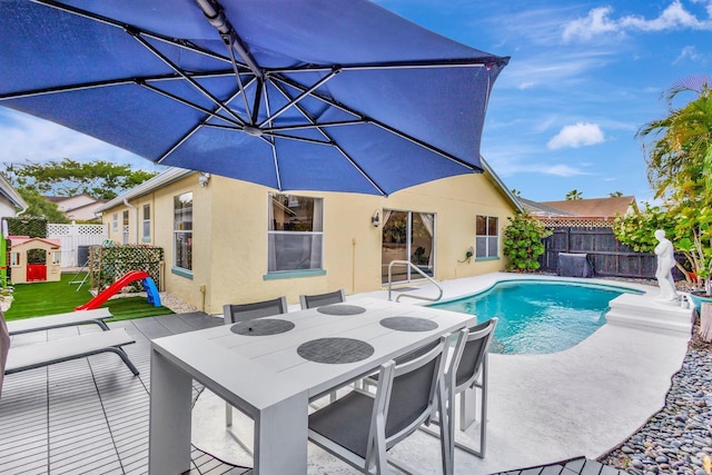 1275 Waterway Cove Dr, Wellington, FL 33414 - view of swimming pool featuring a fenced backyard, a patio, and a fenced in pool