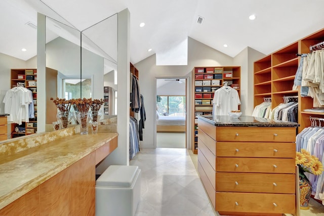 6130 Via Tierra, Boca Raton, FL 33433 - walk in closet featuring vaulted ceiling and visible vents