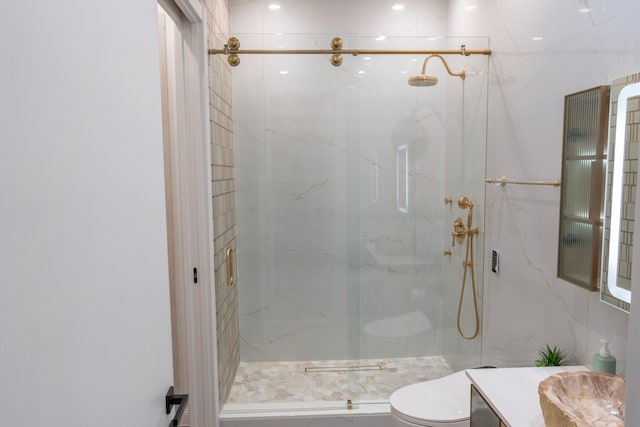 2810 F Rd, Loxahatchee Groves, FL 33470 - full bath featuring vanity and a marble finish shower