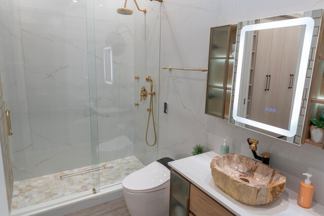 2810 F Rd, Loxahatchee Groves, FL 33470 - bathroom featuring a marble finish shower and vanity