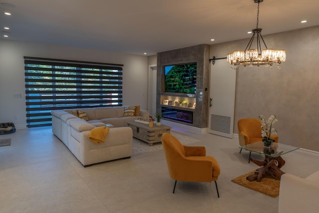 2810 F Rd, Loxahatchee Groves, FL 33470 - living room featuring a chandelier and recessed lighting