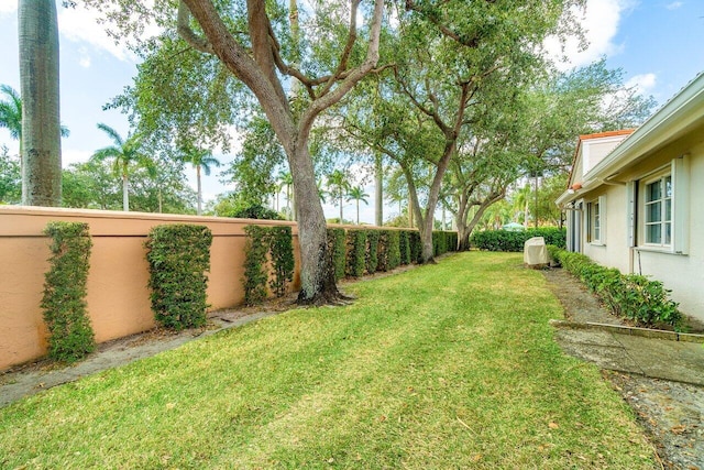 view of yard with a fenced backyard