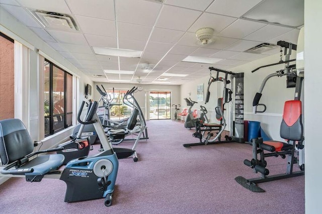 3529 Englewood Dr Unit 313, Lake Worth, FL 33467 - workout area with a paneled ceiling and carpet floors