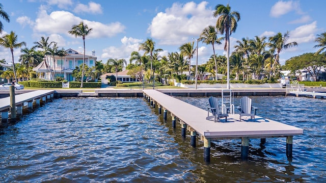 dock area featuring a water view