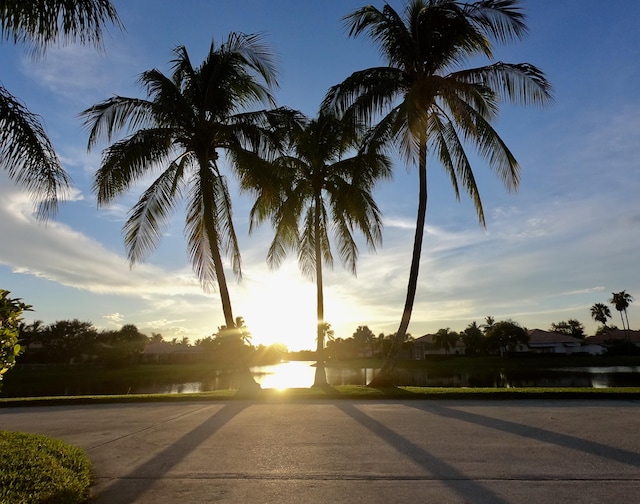 view of street featuring a water view