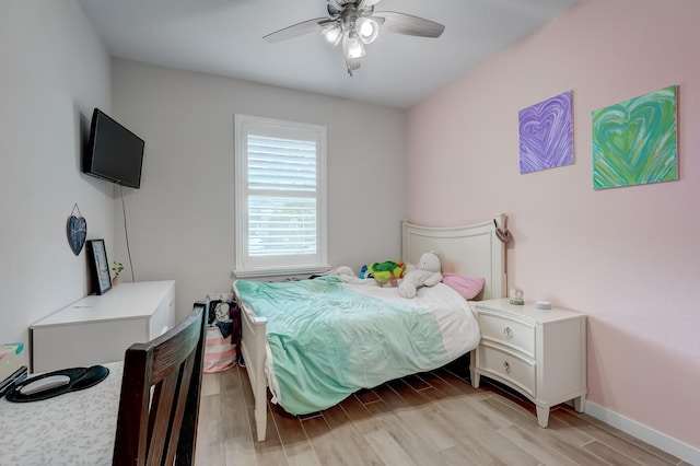 8769 Via, Mar Rosso, Lake Worth, FL 33467 - bedroom with baseboards, light wood-style floors, and ceiling fan