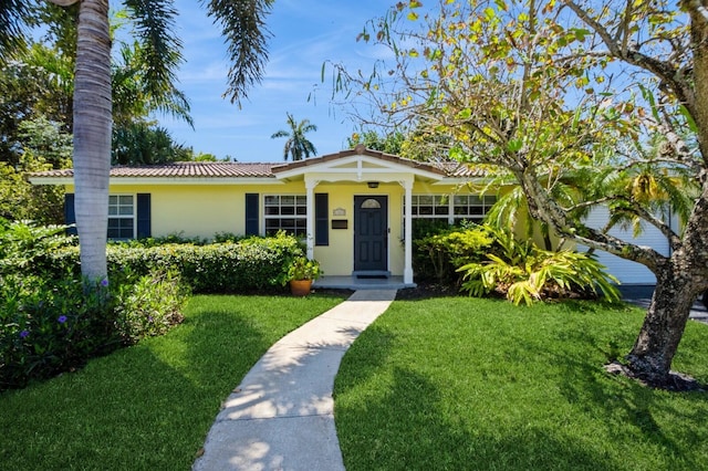 ranch-style house with a front yard