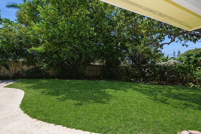 view of yard featuring a fenced backyard