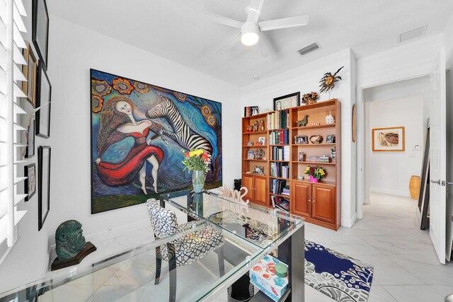7816 Butera, Delray Beach, FL 33446 - office featuring ceiling fan and light marble finish floors