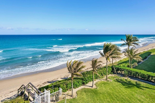 property view of water with a beach view