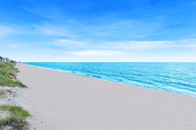 property view of water featuring a view of the beach