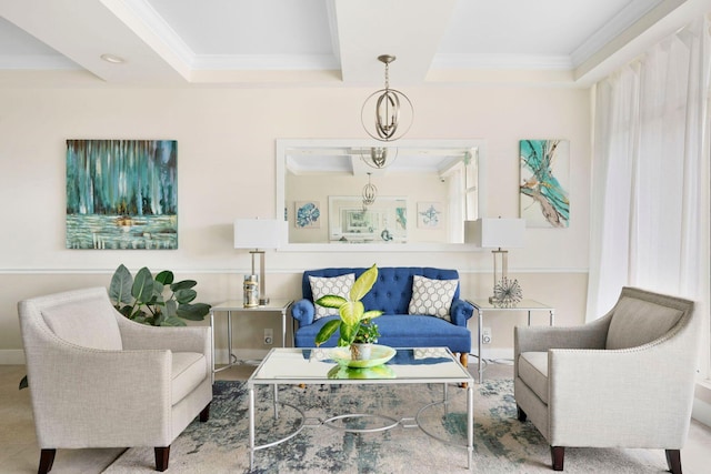sitting room featuring recessed lighting and crown molding
