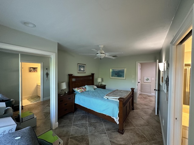 bedroom featuring ceiling fan