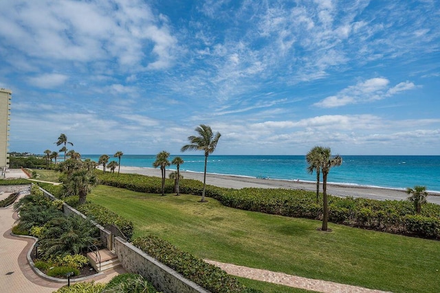 view of water feature featuring a view of the beach
