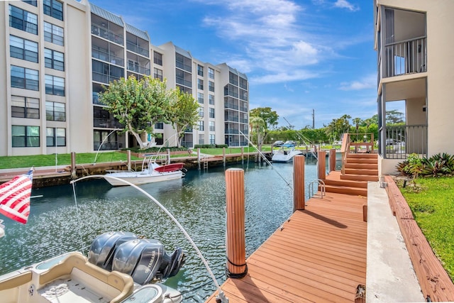 view of dock featuring a water view