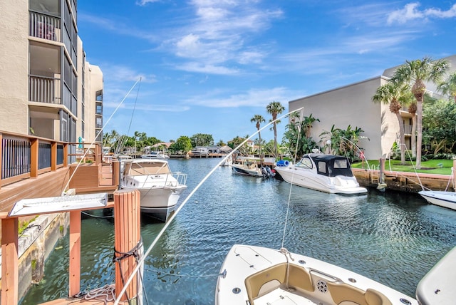 view of dock featuring a water view
