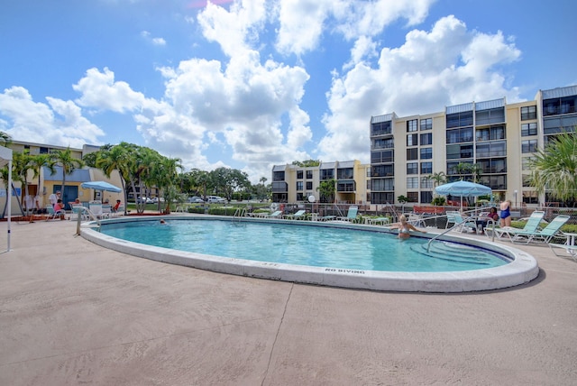 pool featuring a patio area