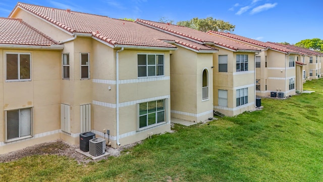 595 Vista Isles Dr Unit 1926, Sunrise, FL 33325 - rear view of property with stucco siding, a yard, and central air condition unit