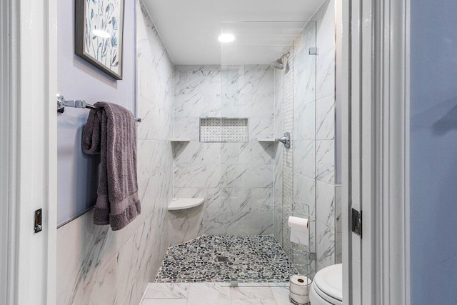 11217 Island Lakes Ln, Boca Raton, FL 33498 - full bath with a marble finish shower, toilet, and marble look tile flooring