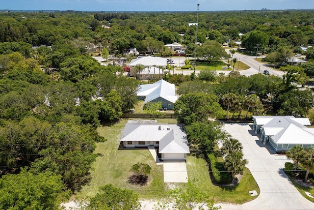 aerial view featuring a forest view