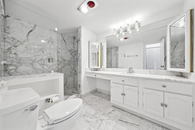 1370 S Ocean Blvd Unit 1808, Pompano Beach, FL 33062 - bathroom featuring a marble finish shower, vanity, and marble finish flooring