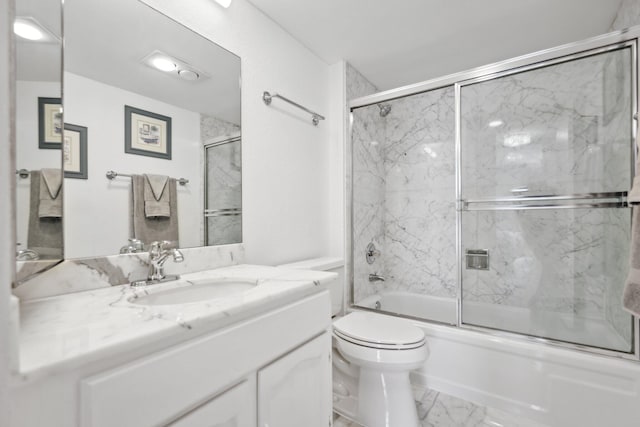 1370 S Ocean Blvd Unit 1808, Pompano Beach, FL 33062 - bathroom with combined bath / shower with glass door, vanity, and marble look tiles