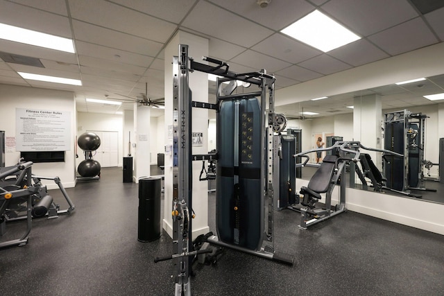 1370 S Ocean Blvd Unit 1808, Pompano Beach, FL 33062 - workout area featuring a paneled ceiling