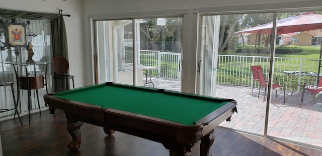game room featuring wood finished floors and billiards