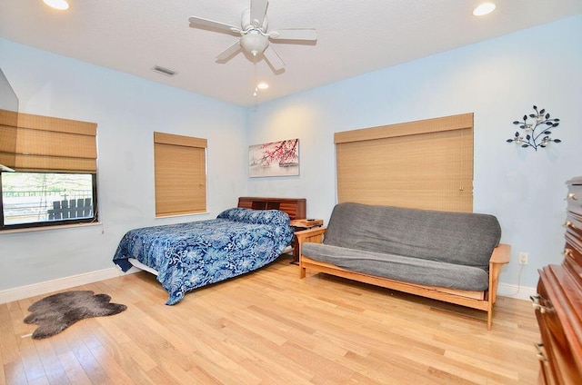 283 NE Sagamore Terrace, Port Saint Lucie, FL 34983 - bedroom with recessed lighting, wood finished floors, baseboards, visible vents, and a ceiling fan