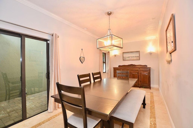 283 NE Sagamore Terrace, Port Saint Lucie, FL 34983 - dining area featuring crown molding, a notable chandelier, and baseboards