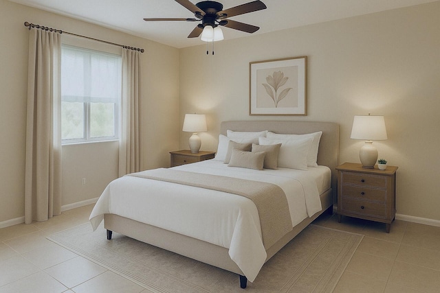 176 Lake Carol Dr, West Palm Beach, FL 33411 - bedroom with baseboards, ceiling fan, and light tile patterned flooring