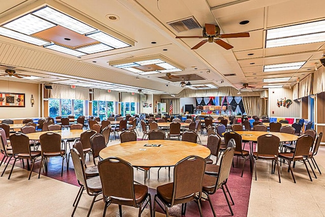 176 Lake Carol Dr, West Palm Beach, FL 33411 - dining area with ceiling fan and visible vents