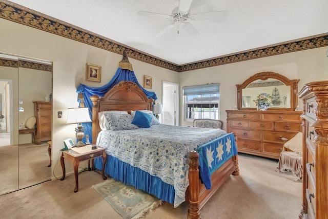 7829 Mansfield Hollow Rd, Delray Beach, FL 33446 - bedroom featuring light colored carpet and ceiling fan