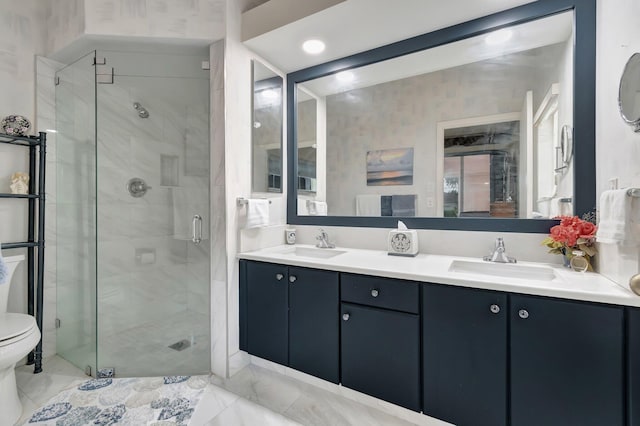 7829 Mansfield Hollow Rd, Delray Beach, FL 33446 - bathroom with a sink, a shower stall, and double vanity