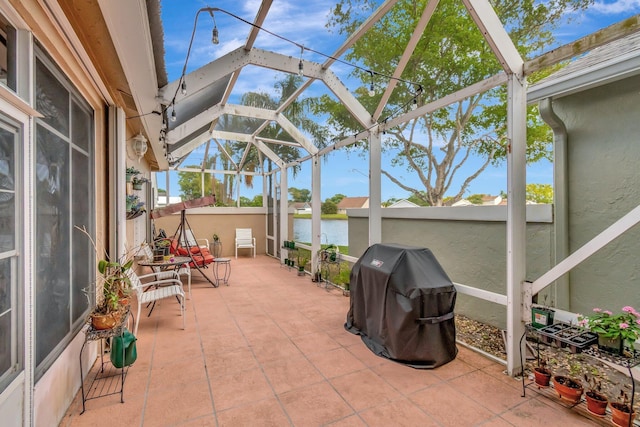 7829 Mansfield Hollow Rd, Delray Beach, FL 33446 - view of patio / terrace with glass enclosure and a grill