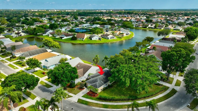 7829 Mansfield Hollow Rd, Delray Beach, FL 33446 - birds eye view of property with a water view and a residential view