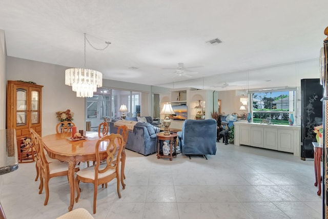 7829 Mansfield Hollow Rd, Delray Beach, FL 33446 - dining space with visible vents and ceiling fan with notable chandelier