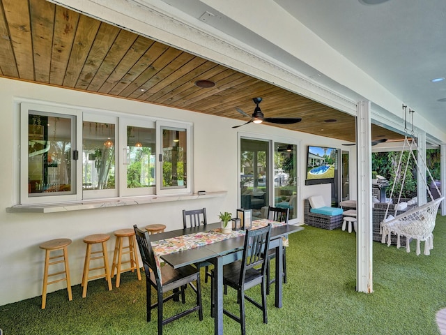 3821 NE 29th Ave, Lighthouse Point, FL 33064 - view of patio / terrace with a ceiling fan and outdoor dining area