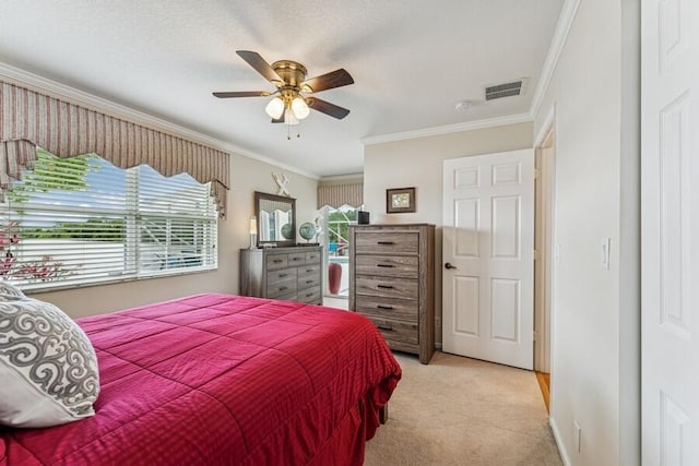 376 SW Quiet Woods, Port Saint Lucie, FL 34953 - bedroom with multiple windows, ornamental molding, carpet flooring, and visible vents