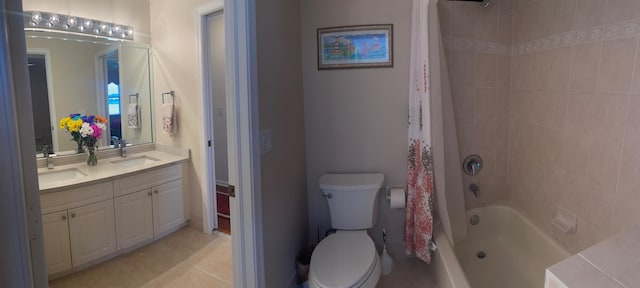 376 SW Quiet Woods, Port Saint Lucie, FL 34953 - full bath with double vanity, a sink, shower / bath combination with curtain, and toilet