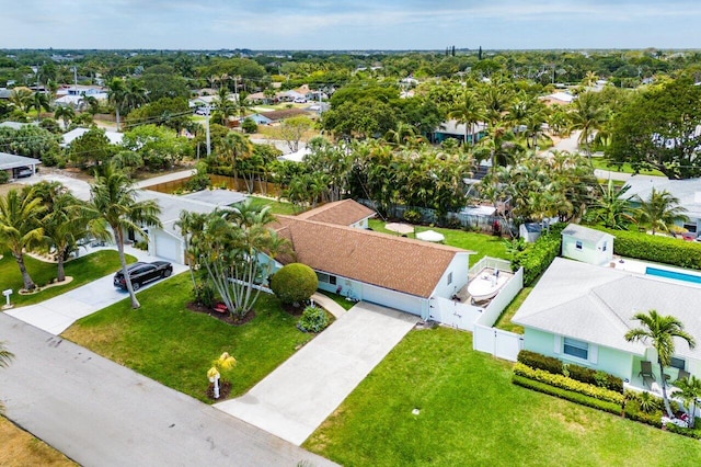 bird's eye view with a residential view