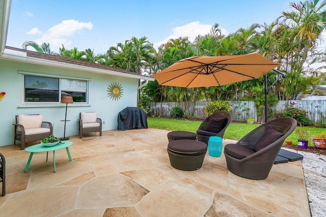 view of patio featuring a fenced backyard